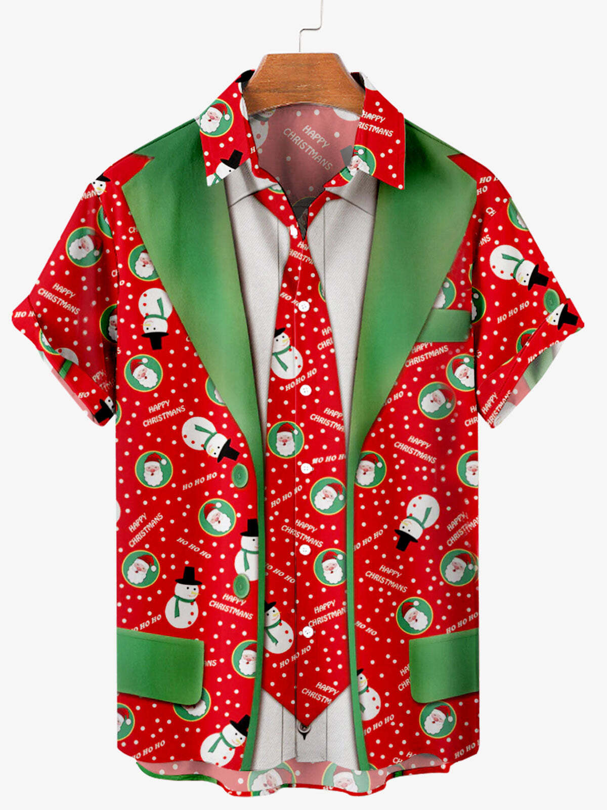 Festive Red Hawaiian Shirt Snowman Costume for Christmas Celebrations