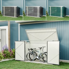 DOUBLE STEEL WHEELIE BIN STORE OUTDOOR CUPBOARD BIKE GARDEN STORAGE DUSTBIN SHED
