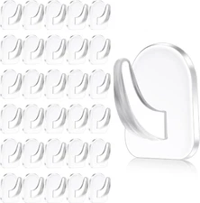 30 Pcs Clear Adhesive Wall Hooks for Hanging, Heavy Duty Removable Hooks, Plasti