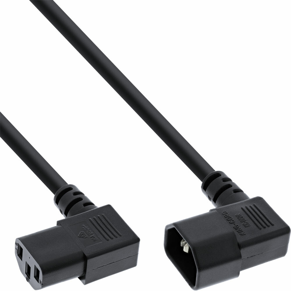 Cavo alimentazione prolunga Spina IEC-320-C14 a Presa IEC-320-C13 90° 1,80 metri