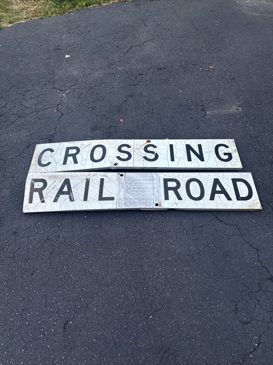 Vintage RAILROAD CROSSING Aluminum Cross Buck Sign Road Sign