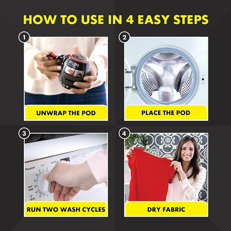 DYLON Washing Machine Fabric Dye Pod for Clothes & Soft Furnishings, 1pk of 350g - Image 3 of 4