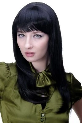 WIG ME UP Damenperücke SCHWARZ Gothic NIEDLICH & FRECH Pony glattes Haar lang 50 cm 3114-2