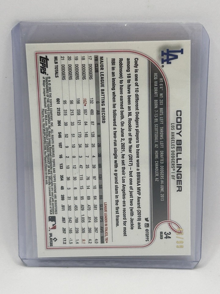 2022 Topps Chrome Gilded Collection Cody Bellinger 34 Gold Refractor /99 eBay