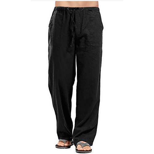 Herren Leinenhose Freizeit Lose Kordelzug Stoffhose Sommer Fitness Jogginghosen - Bild 19 von 28