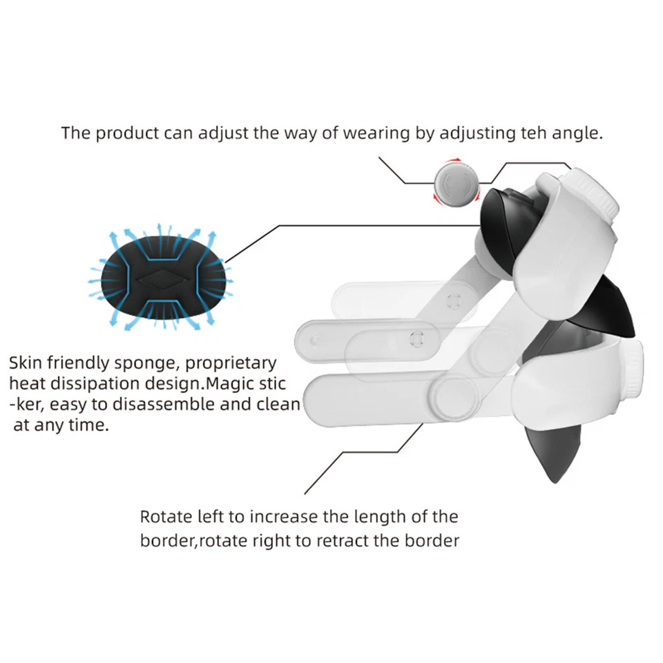 For Oculus Quest 3 VR Headset Adjustable Headband Head Strap Support Accessories - image 4 of 4