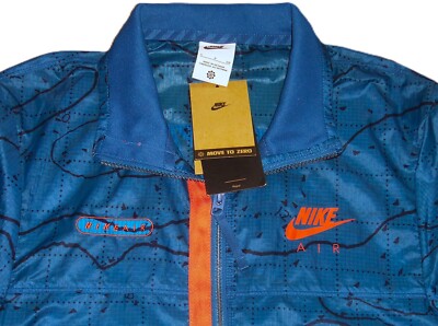 NEW NIKE AIR MEN'S MOVE TO ZERO (BLUE/ PEACH) FULL ZIP WINDBREAKER