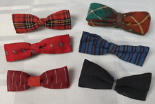 VINTAGE BOW TIE LOT OF 6 RETRO WEAR MIXED COLORS CLIP ON STYLE FASHION PLAID