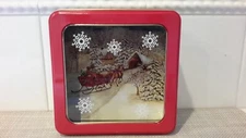 Rite Aid Home For The Holidays Christmas Square Tin With Window Country Scene