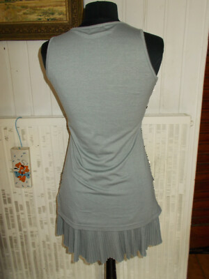 Robe Charleston Molly Bracken à Paillettes Gris - Taille S (36-38), Sans Manches, Occasion Très Bon État