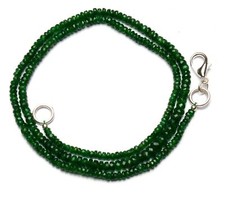 Natural Tsavorite Gem 3 to 5mm Size Rondelle Beads Necklace 18"Green Garnet 55Ct