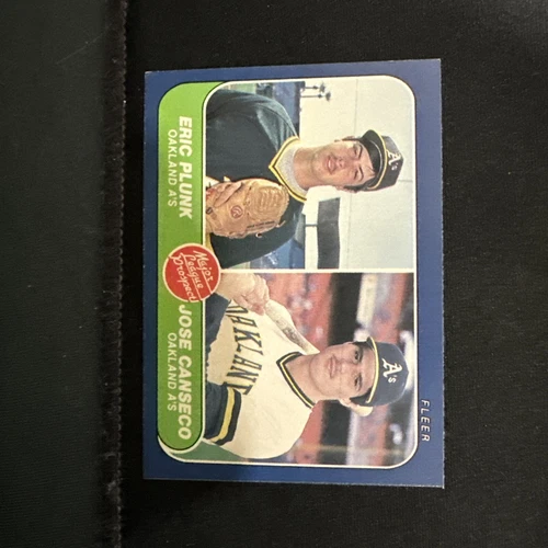 Eric Plunk / Jose Canseco 1986 Fleer Rookie #649 Oakland Athletics