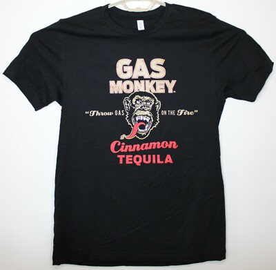 Canvas Adult Medium Gas Monkey Cinnamon Tequila Black Chimp Logo T Shirt New
