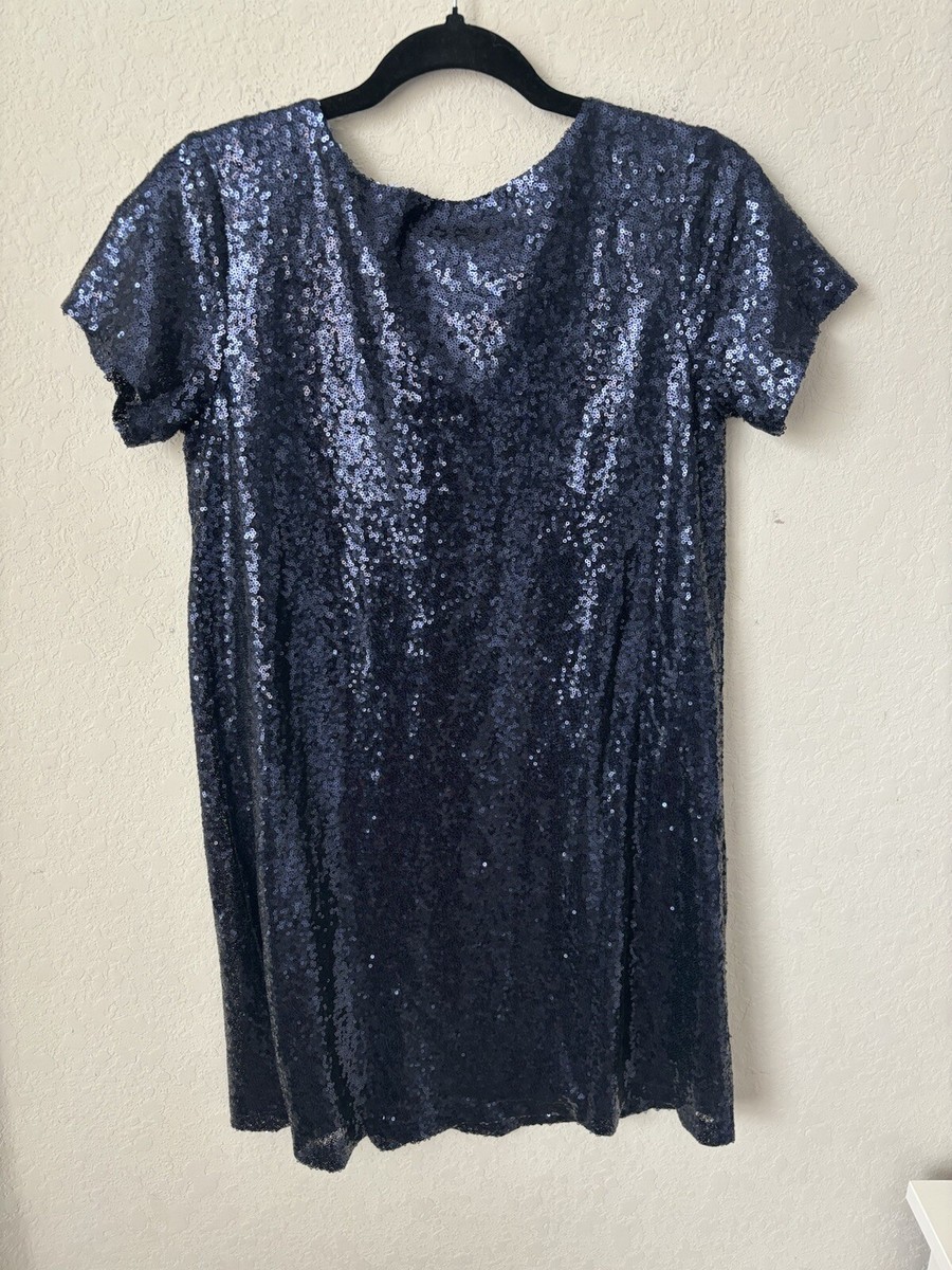 light up the night navy blue sequin shift dress Womens Friends Like These Navy Blue Curve Velvet Sequin Chiffon Sleeve Mini Dress US 18