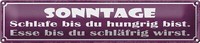 Blechschild Spruch 46X10Cm Sonntage Schlafe Bis Du Hungrig Dekoration