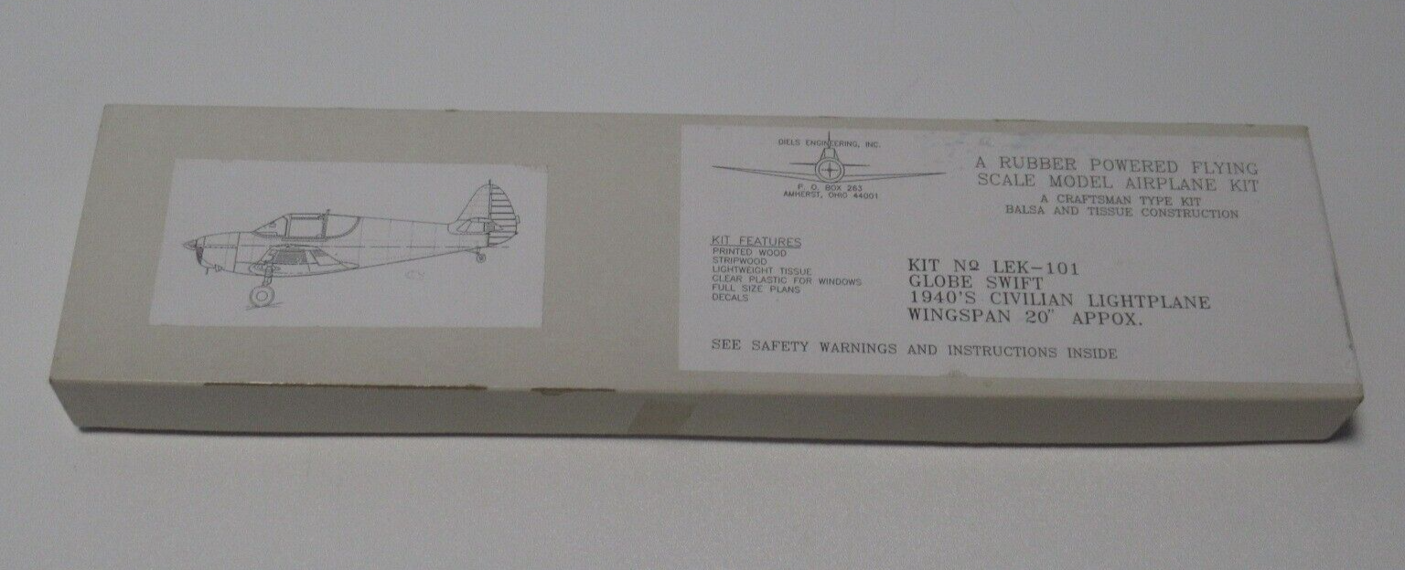 NIB Diels Engineering LEK101 Rubber Powered Flying Model Airplane Kit