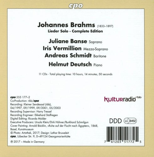 Brahms Lieder Complete Edition BANSE VERMILLION ANDREAS SCHMIDT CPO 11 CD Box - Bild 2 von 2