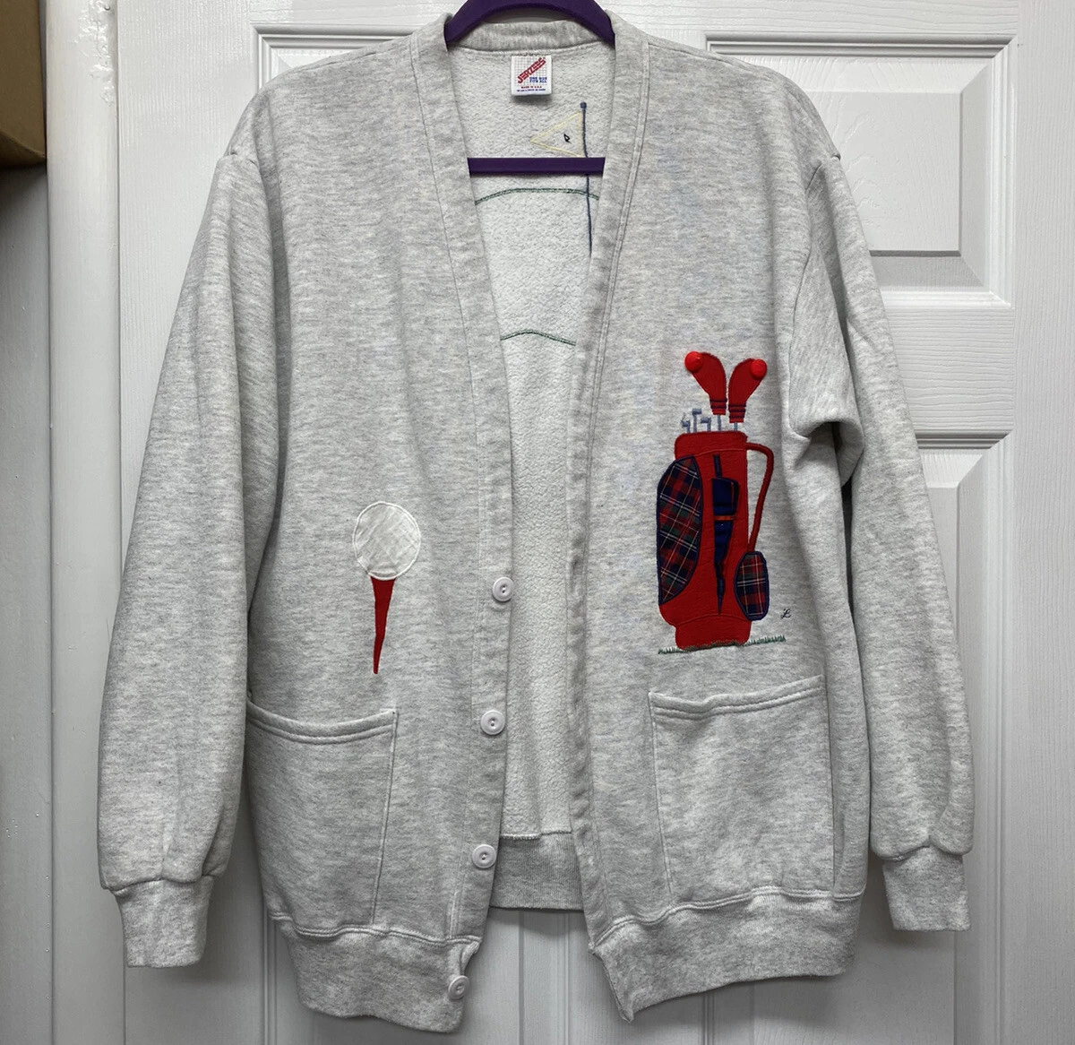 Vintage Jerzees Golf Cardigan Sweater- One Size Men / Women