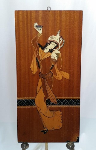 Moon Dancer - Vintage Orig. Inlaid Wood Wall Art Sculpture, Hand Painted, Signed