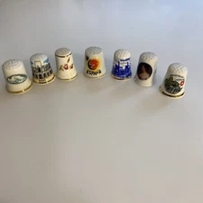 Vintage Porcelain Thimble Lot of 7 Decor zad
