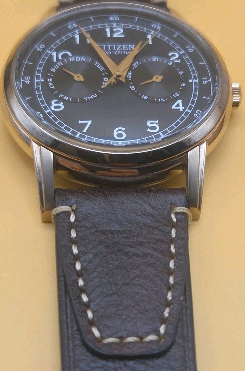Citizen Eco-Drive 42mm Black Dial Gold Tone Day Date 8635-S079764