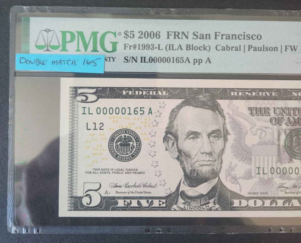 Matched $5 And $10 FRN LOW serial numbers - Image 3 of 4