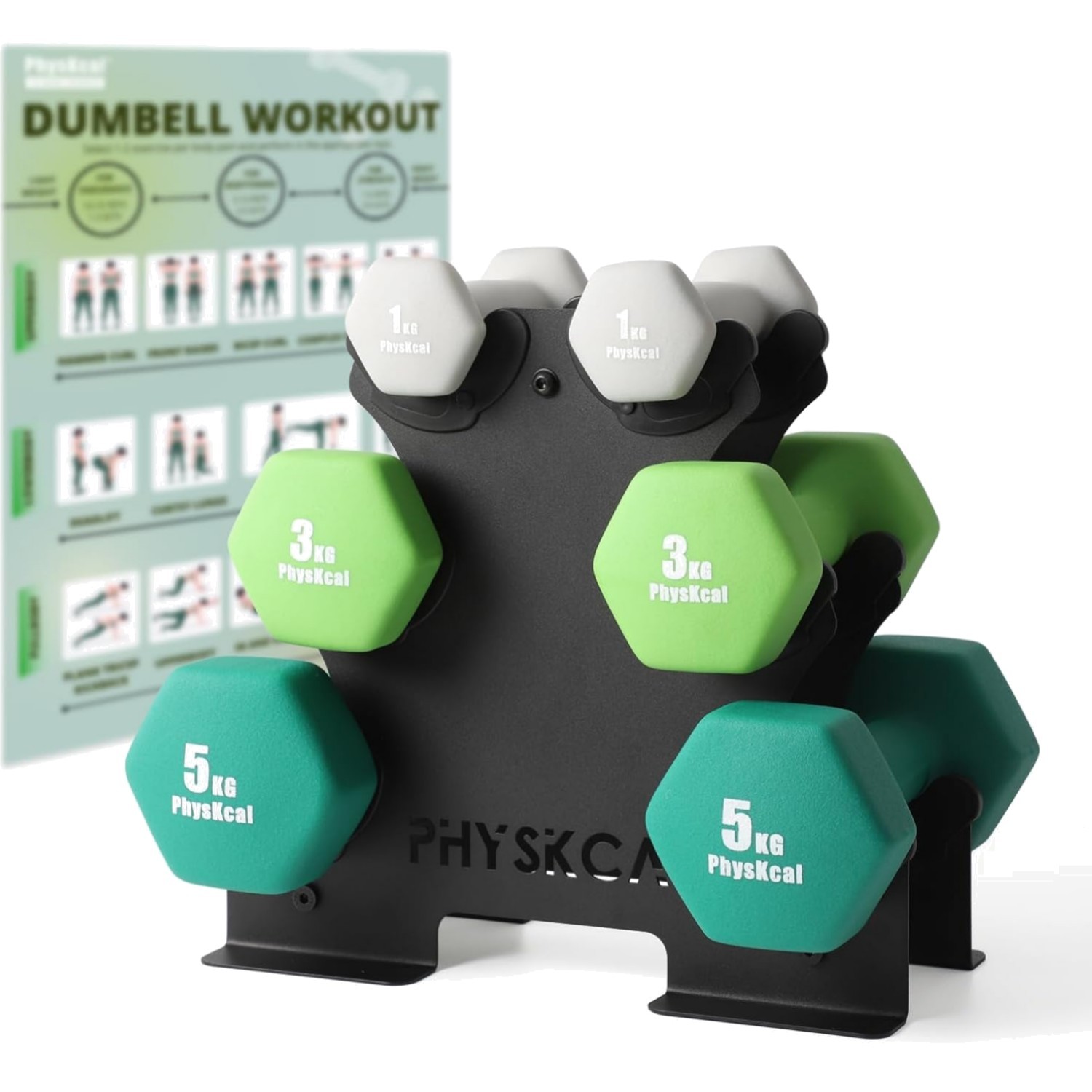 Kurzhantel Set 18kg Neopren Hanteln mit Ablage Fitness Hanteltraining