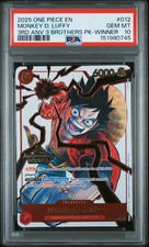 2025 ONE PIECE 3RD ANNIVERSARY TOURNAMENT 3 BROTHERS PACK MONKEY D. LUFFY PSA 10