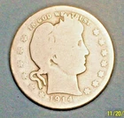 U.S.A ( 1 ) COIN  BARBER  QUARTER   1914 D   ALMOST VERY GOOD  0.9000 SILVER