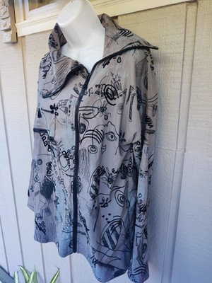 Ever Sassy Abstract Printed Jacket Zip Up High - Low , Size M, Made In Turkey 