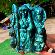 4.8LB Natural beautiful labradorite crystal handcarved Witches and Demon healing