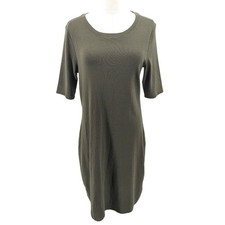 Gap Olive Green Knit Fall Soft T-Shirt Dress Elbow Sleeve Modal Blend Size M