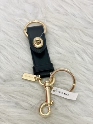 Coach Leather Trigger Snap Bag Charm Black Valet Key Ring Fob | eBay