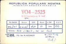 QSL radio card YO4-2525 1965 Constanta Romania USSR M Iosif