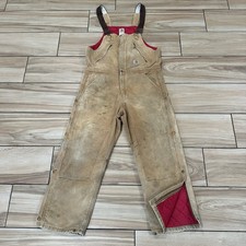 Vtg Carhartt Mens Insulated Lined Overalls Bibs R38 BRN Distressed 90s USA 36x30
