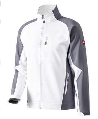 EUC Engelbert Strauss Dryplexx Softshell Jacket Mens S Full Zip White/Gray Logo