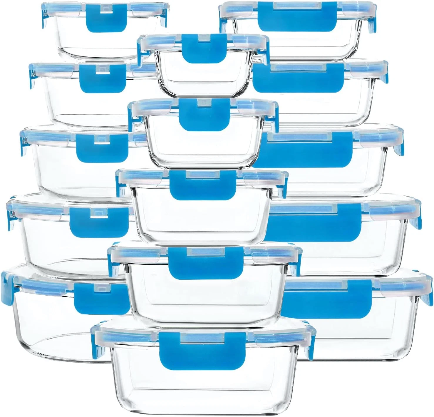 M MCIRCO 30 Pieces Glass Food Storage Containers with Upgraded Snap Locking Lids