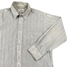 Vintage Sears Roebuck Mens 16 1 2 Gray Stripe Button Down Shirt Korea 80s