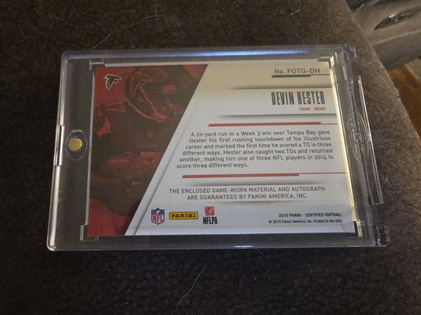 2015 Panini Certified Auto Jersey Patch 24 /49 Devin Hester  view 2