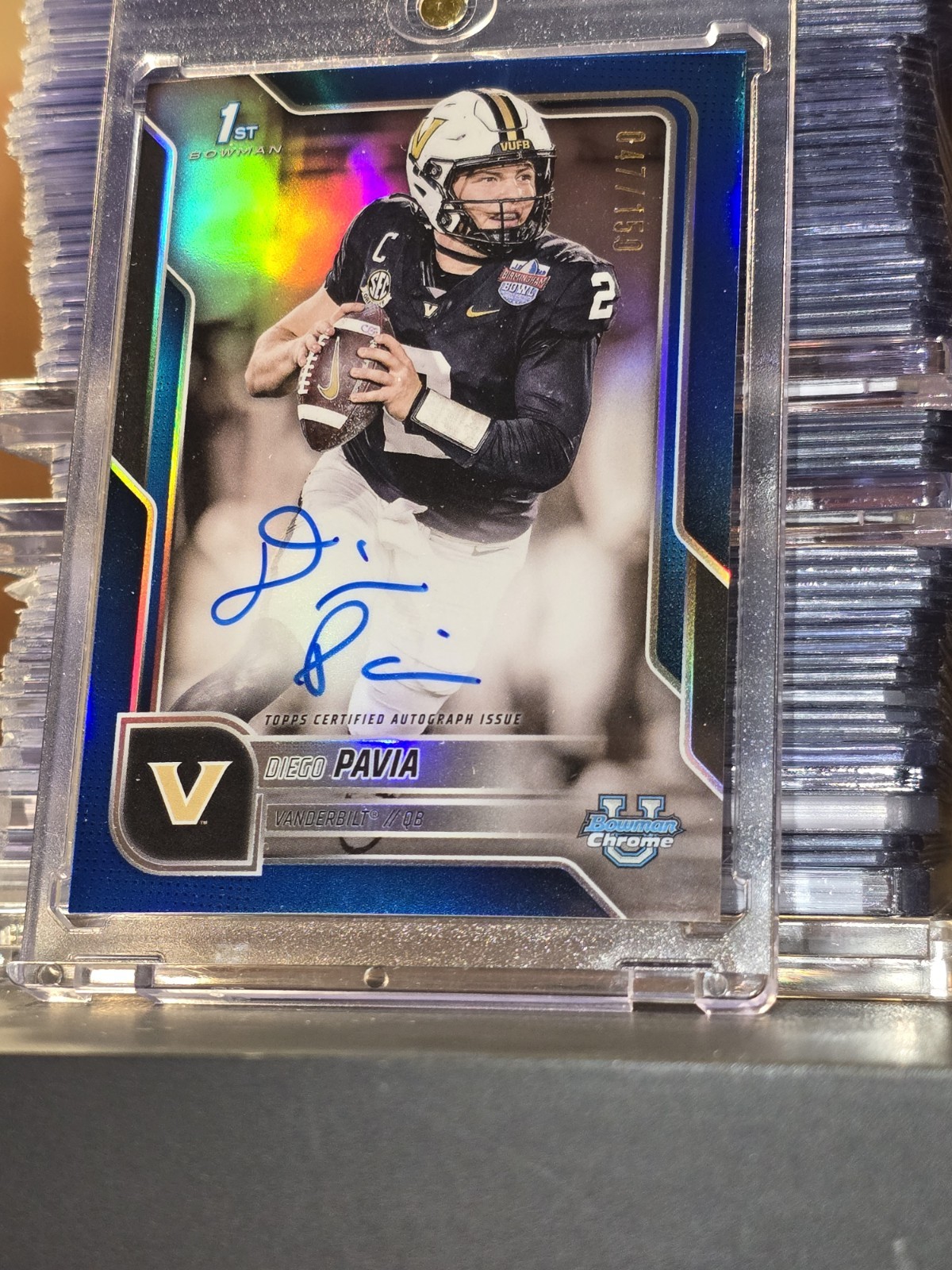 2025 Bowman Chrome U 1st Diego Pavia blue refractor Auto Autograph #47/150