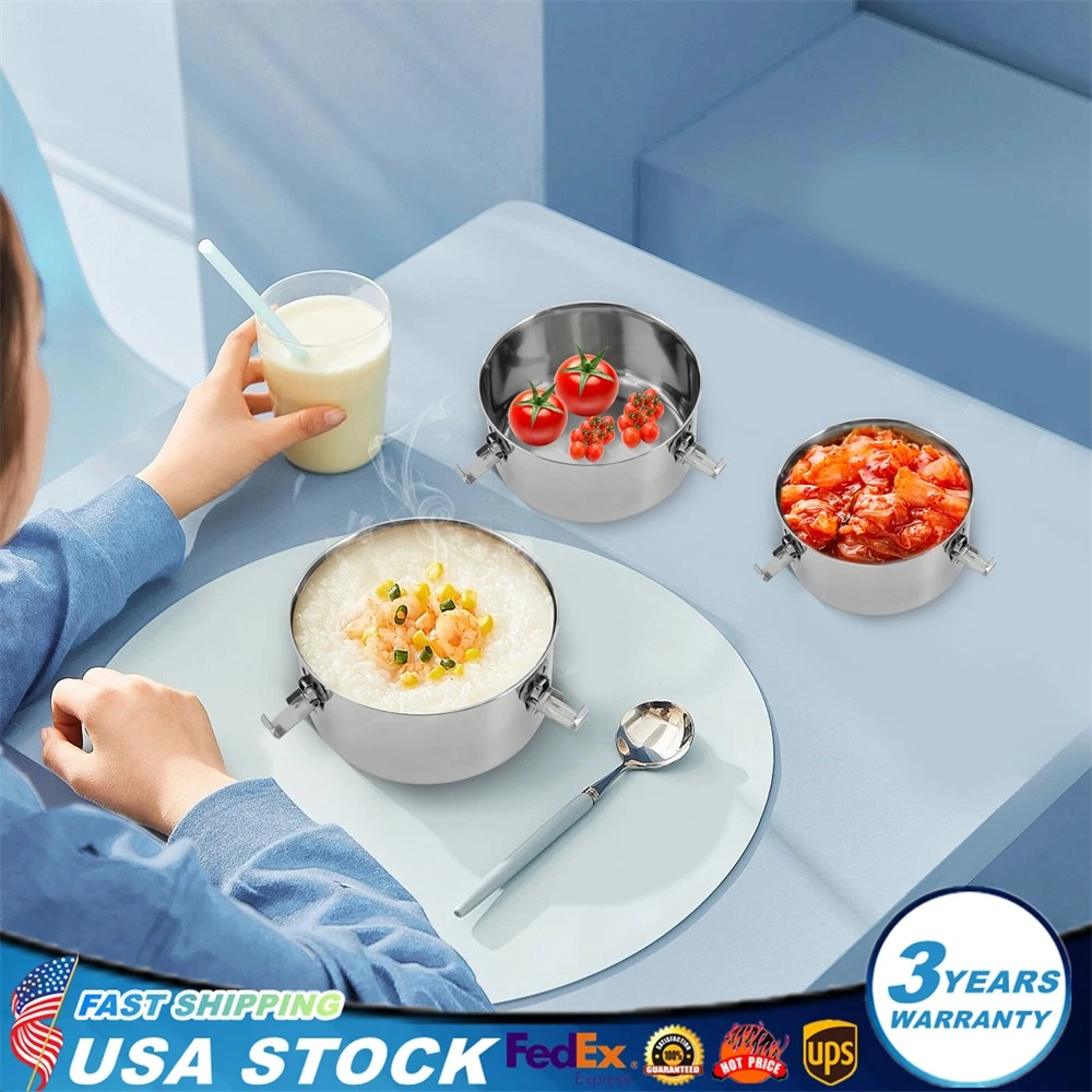 3x Stainless Steel Food Storage Containers Original Leak-Proof For Camping Trips