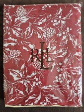 Lauren Ralph Lauren Tablecloth Christmas Holly Pinecones 60'' x 104'', New