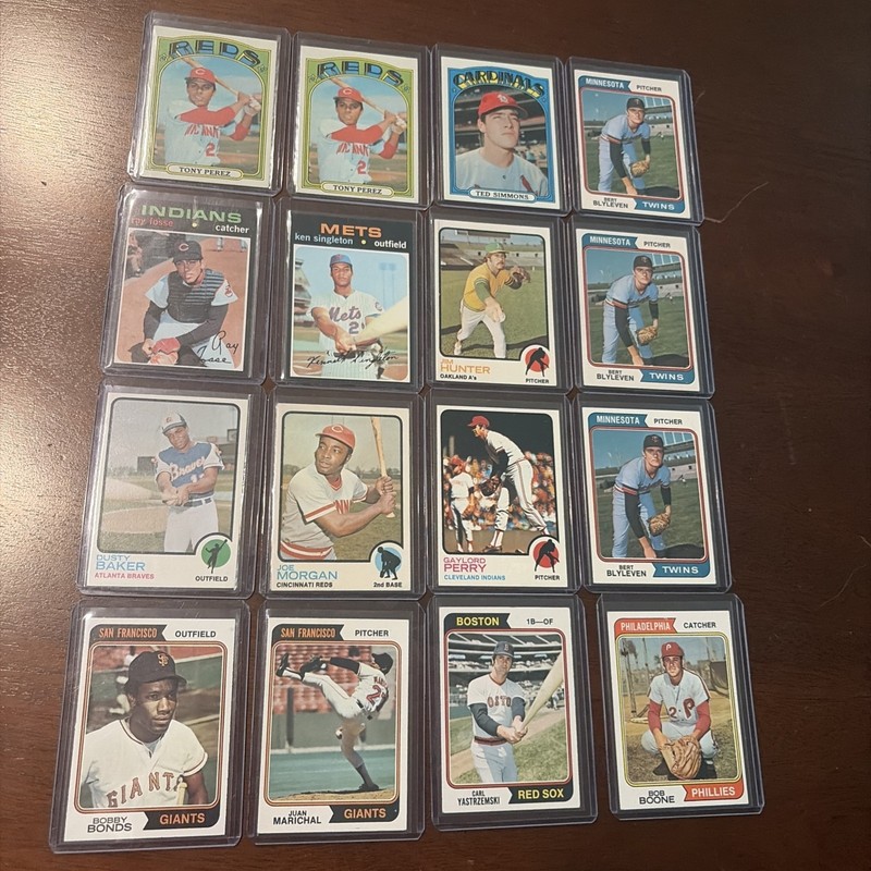 VINTAGE 1971-1974 BASEBALL LOT (16 CARDS):  RC / HALL OF FAMERS/STARS  EX-EX+