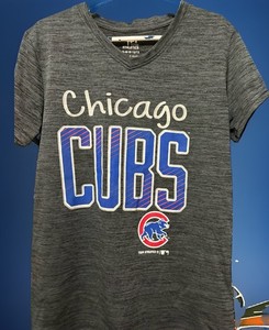 Chicago~Cubs~Baseball~KIDS~M~10/12~V-Neck~Tee-Shirt~Black~Polyester