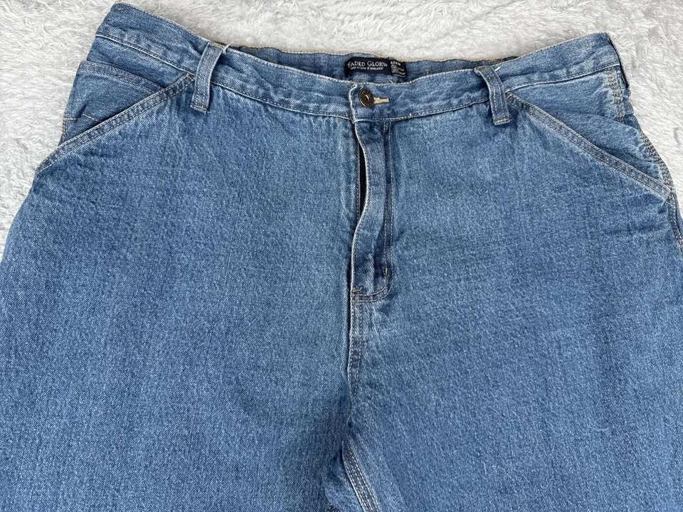 Faded Glory Jeans Mens 40x30 Blue Fleece Lined Carpenter Utility Hammer Loop - Image 4 of 4