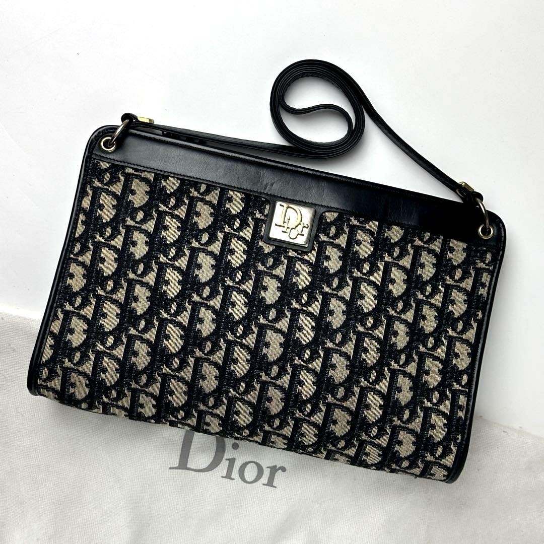 Dior Trotter Shoulder Bag in Black Canvas Authentic I0719841