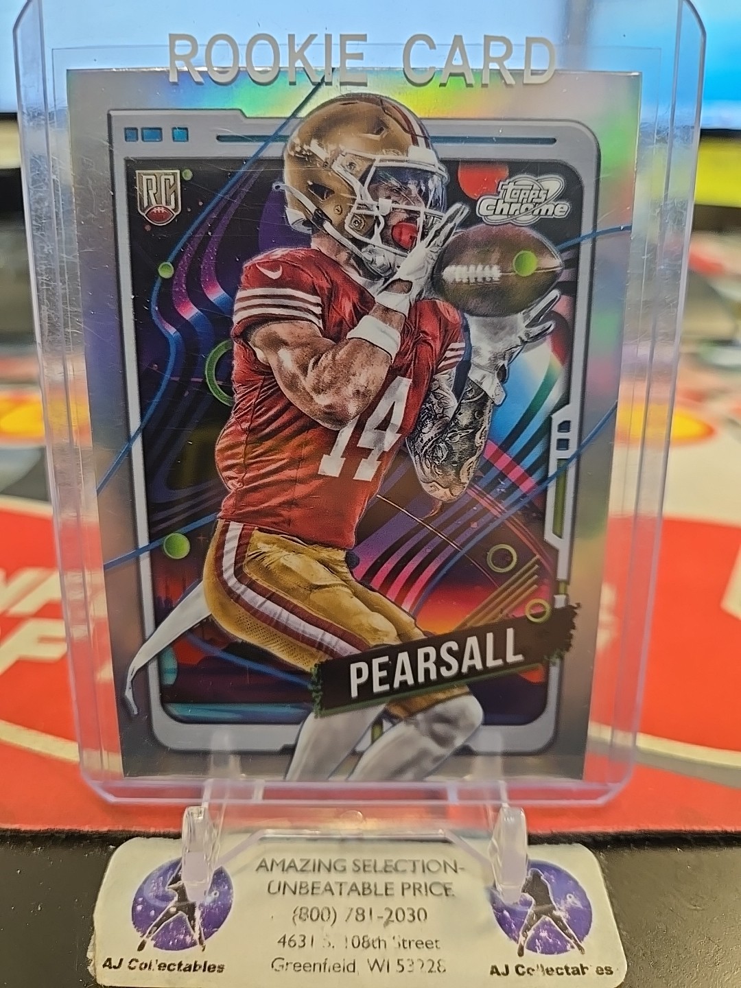 2024 Topps Chrome Cosmic Football Ricky Pearsall Rookie Refractor Card #182 (BM