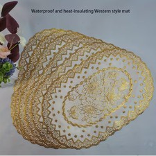 Set da 6 Tovagliette In PVC Oro Placemats Floral Decorazione Casa Festa
