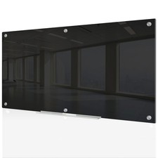 J J worldwide Black Glass Whiteboard Magnetic Dry Erase Board 6' x 3', Large ...