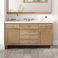 60" Bathroom Vanity with SMC Sink, Modern Large Storage Bathroom Storage Cabin